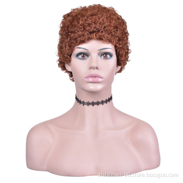 Aishili wholesale lolita kinky curly  wigs brown curly wigs  heat resistant synthetic wigs for black women